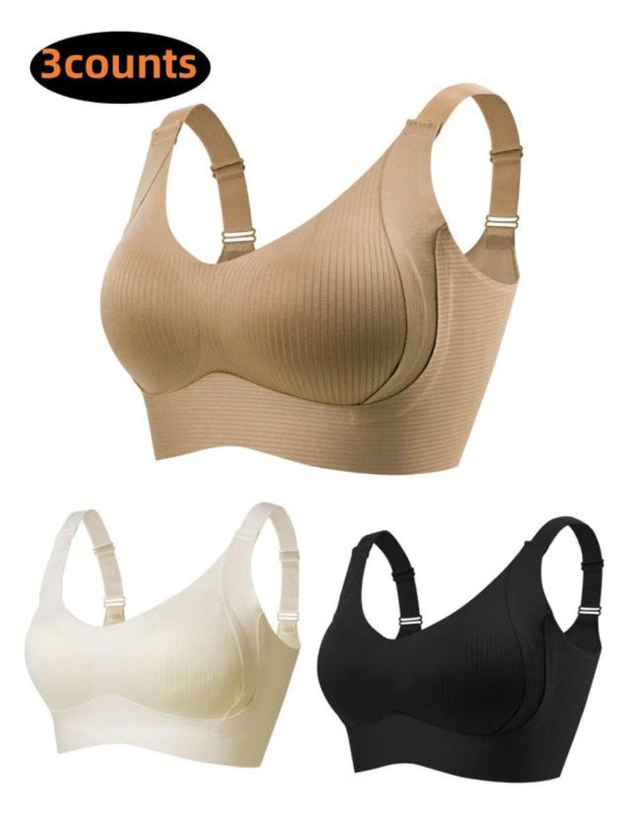 💕Subtle Striped Seamless Bra with W-Support – Comfort & Style!