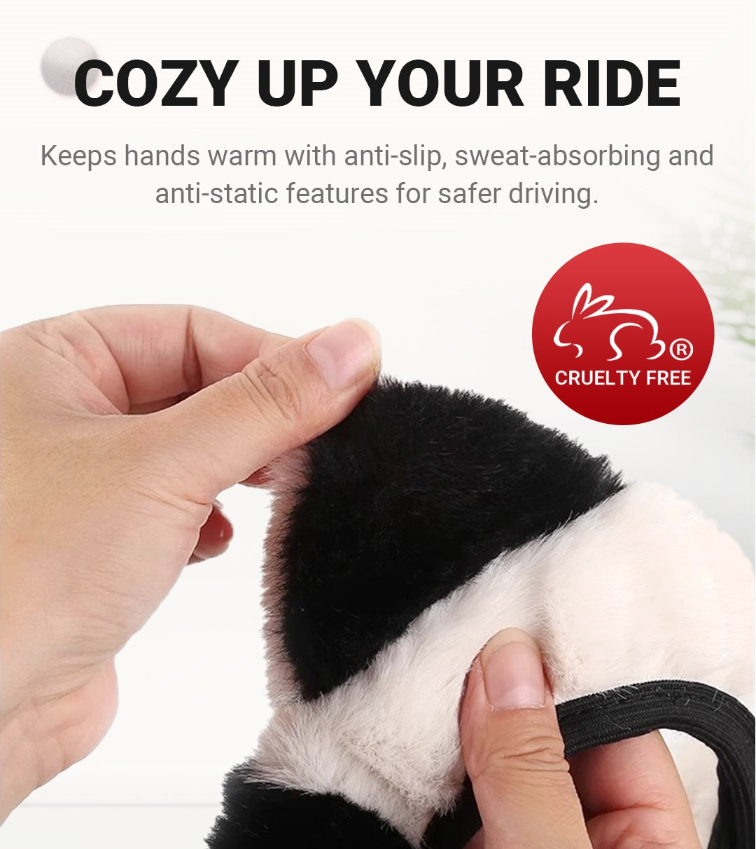 Universal Non-slip Soft Cute Cat Ears Plush Steering Wheel Cover