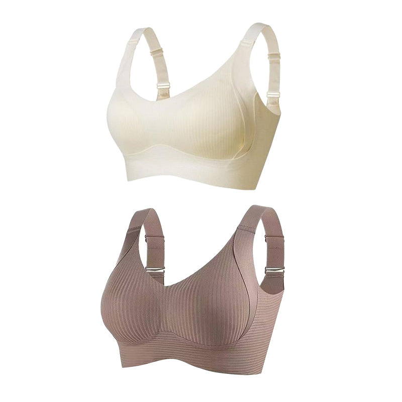💕Subtle Striped Seamless Bra with W-Support – Comfort & Style!