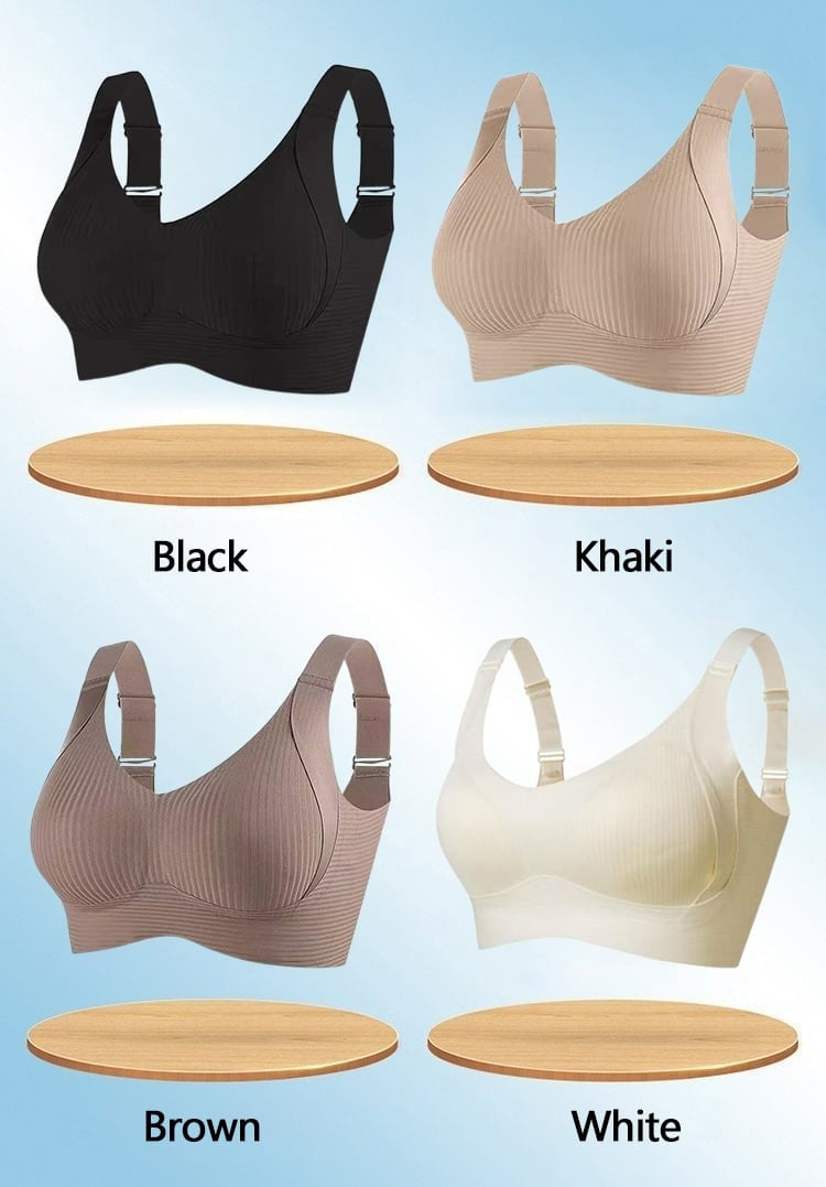 💕Subtle Striped Seamless Bra with W-Support – Comfort & Style!