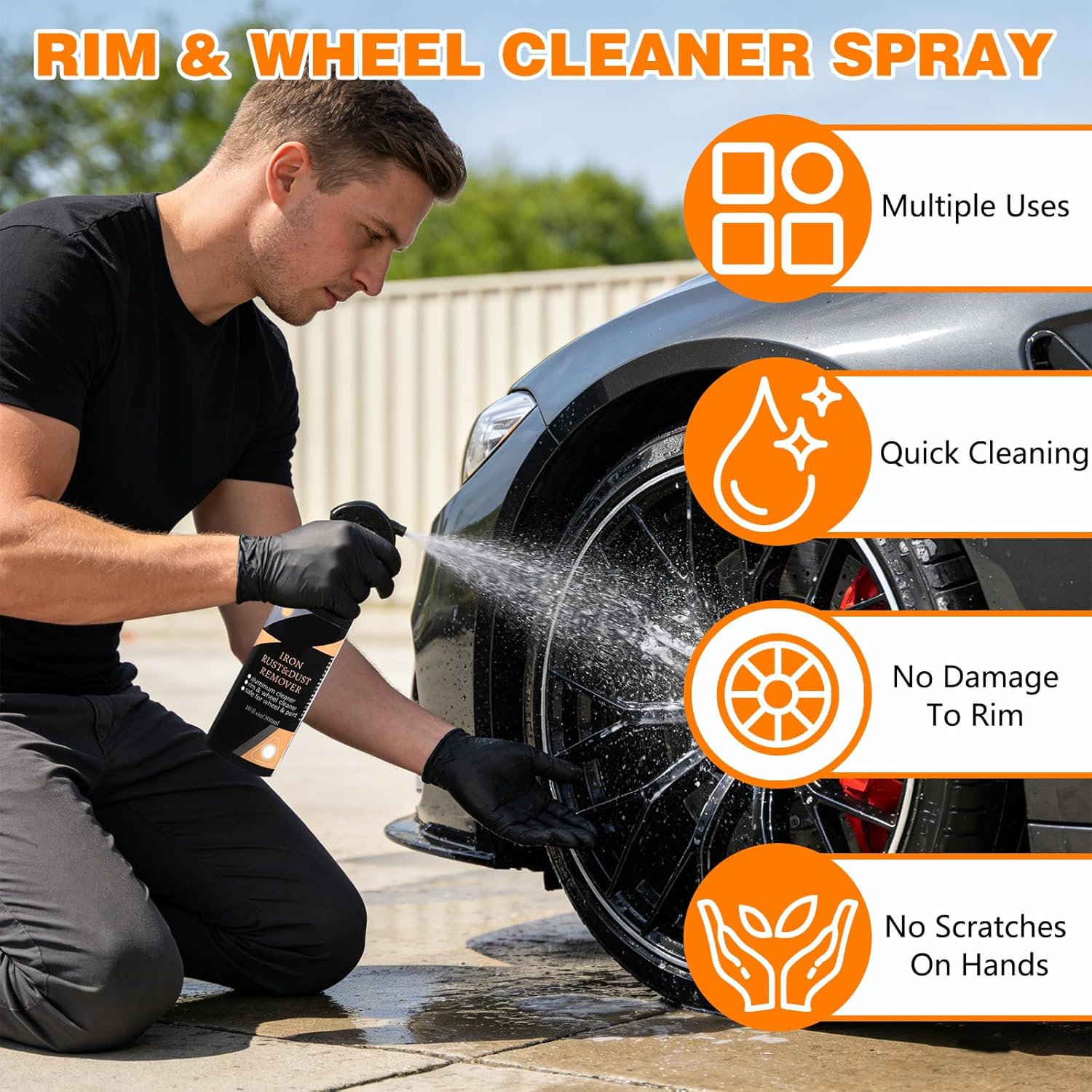 🔥Wheel and Rim Cleaning Spray, Rust and Dirt Remover, Purple-Tinted Rust Remover, All-Purpose Wheel Rust Remover