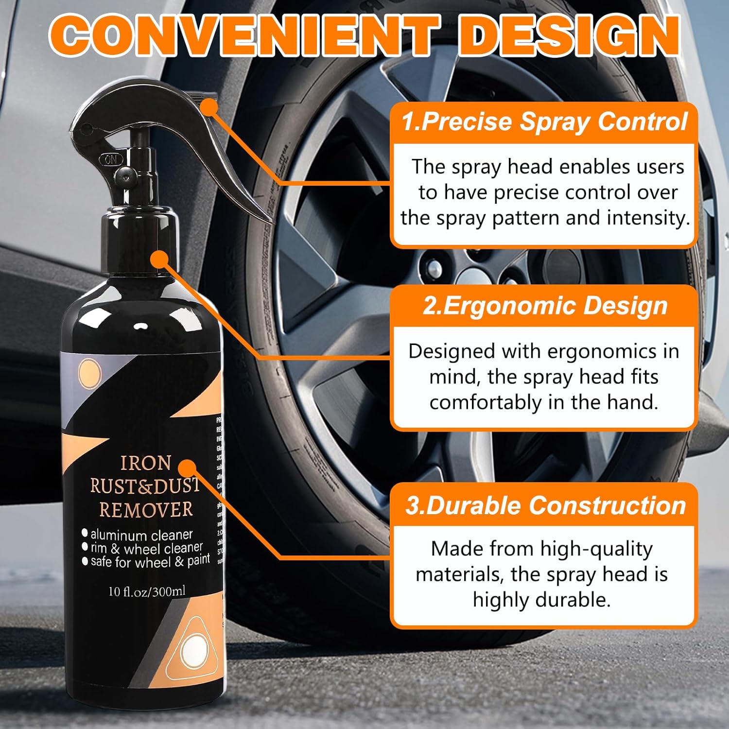 🔥Wheel and Rim Cleaning Spray, Rust and Dirt Remover, Purple-Tinted Rust Remover, All-Purpose Wheel Rust Remover
