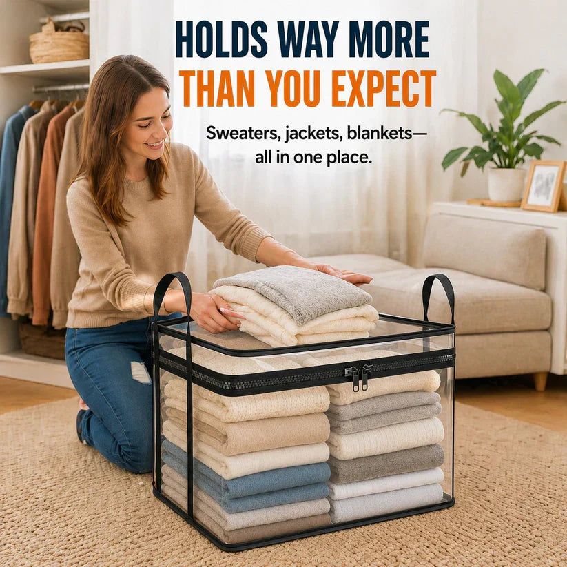 🔥📦Portable Large Heavy-Duty Thick Plastic Clear Storage Box with Hinged Lid | Home, Travel & Camping