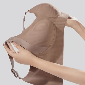 💕Subtle Striped Seamless Bra with W-Support – Comfort & Style!