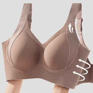 💕Subtle Striped Seamless Bra with W-Support – Comfort & Style!