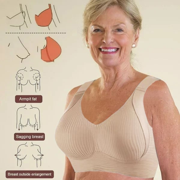 💕Subtle Striped Seamless Bra with W-Support – Comfort & Style!