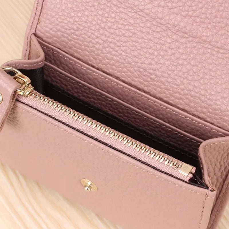 🔥Best Christmas present ever🎁🎄Fashion Lychee Pattern PU Leather Short Wallet with Convenient Snap Button