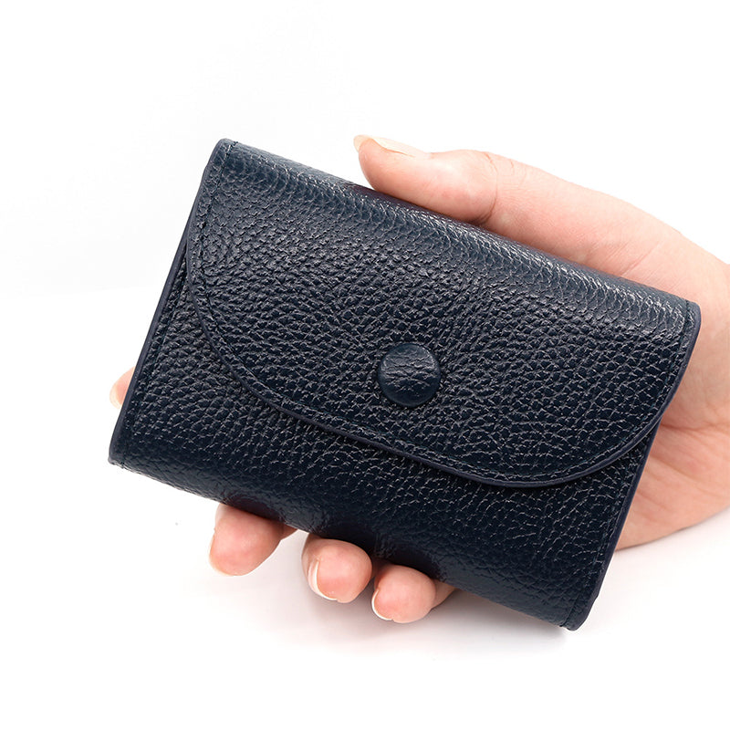 🔥Best Christmas present ever🎁🎄Fashion Lychee Pattern PU Leather Short Wallet with Convenient Snap Button