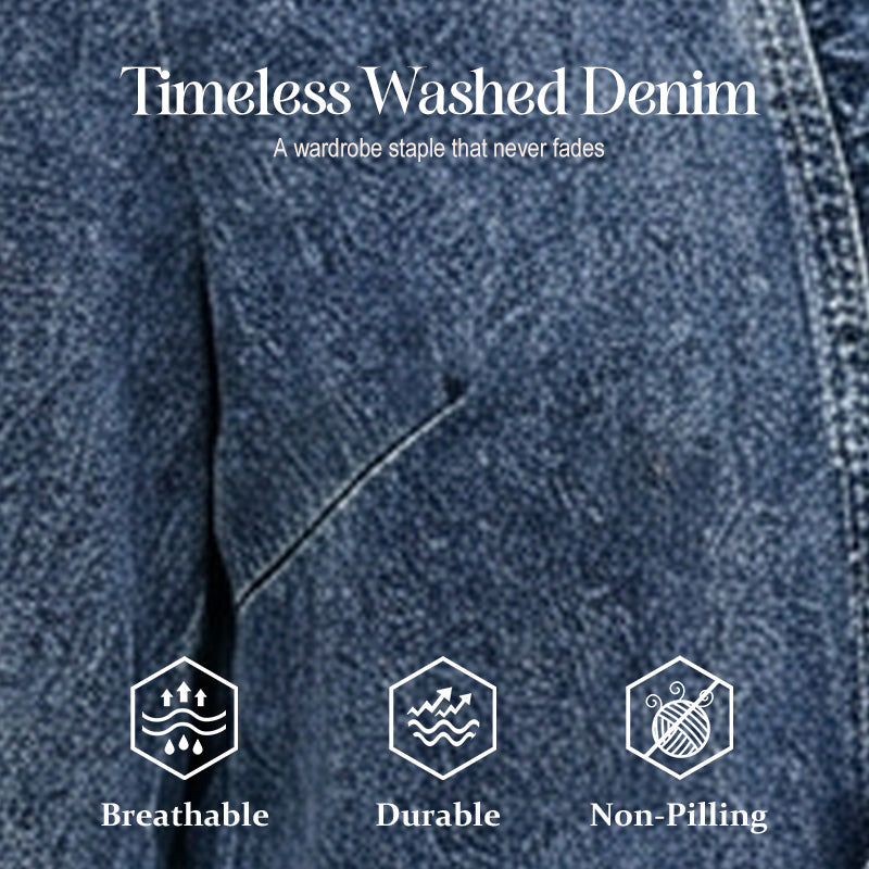 🥳💞50K+ SOLD!👵☀️ Open-Front Denim Jacket – No buttons, easy on/off. Flattering ruffle trim, breathable fabric. Classic blue wash. A versatile wardrobe staple. 🌿✅