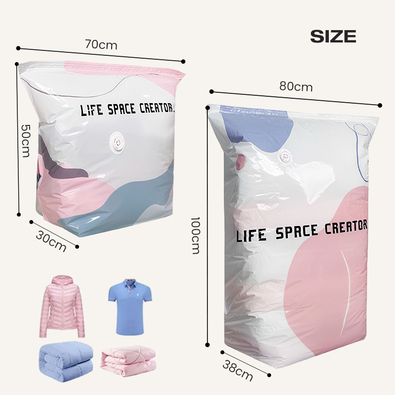 🥳LAST DAY BUY 2 GET 1 FREE!!💞🧳No‑Pump Vacuum Storage Bags – Press & seal, no pump needed. Saves 80% space, keeps clothes dry & dust‑free. Perfect for bulky bedding & off‑season gear. 🛏️🗄️