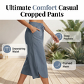 👖  Women's Solid Loose Capri Pants – Elastic Waist & Deep Pockets – Breathable Casual Trousers ✨