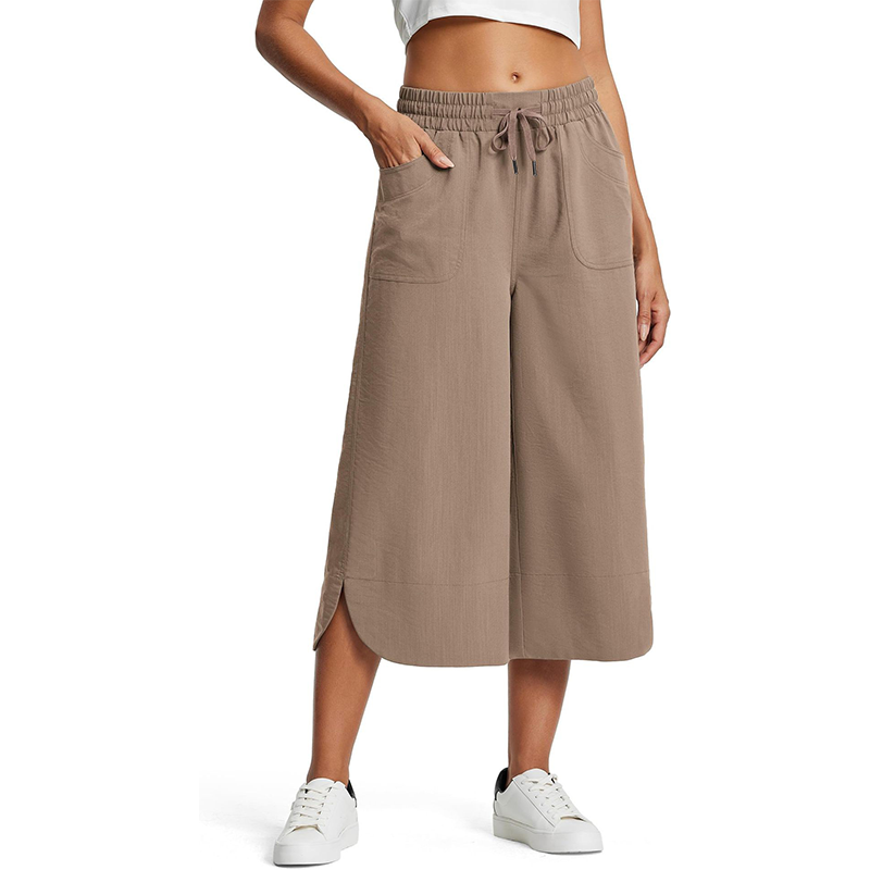 👖  Women's Solid Loose Capri Pants – Elastic Waist & Deep Pockets – Breathable Casual Trousers ✨