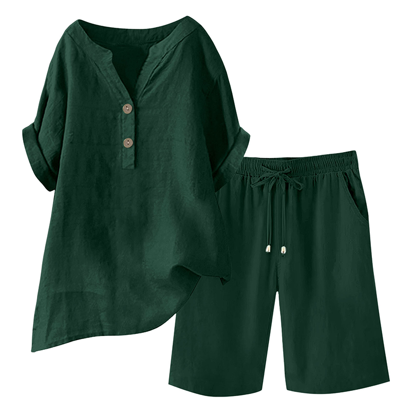 🔥Limited-time offer-Women's Cotton Linen 2-Piece Outfit Set