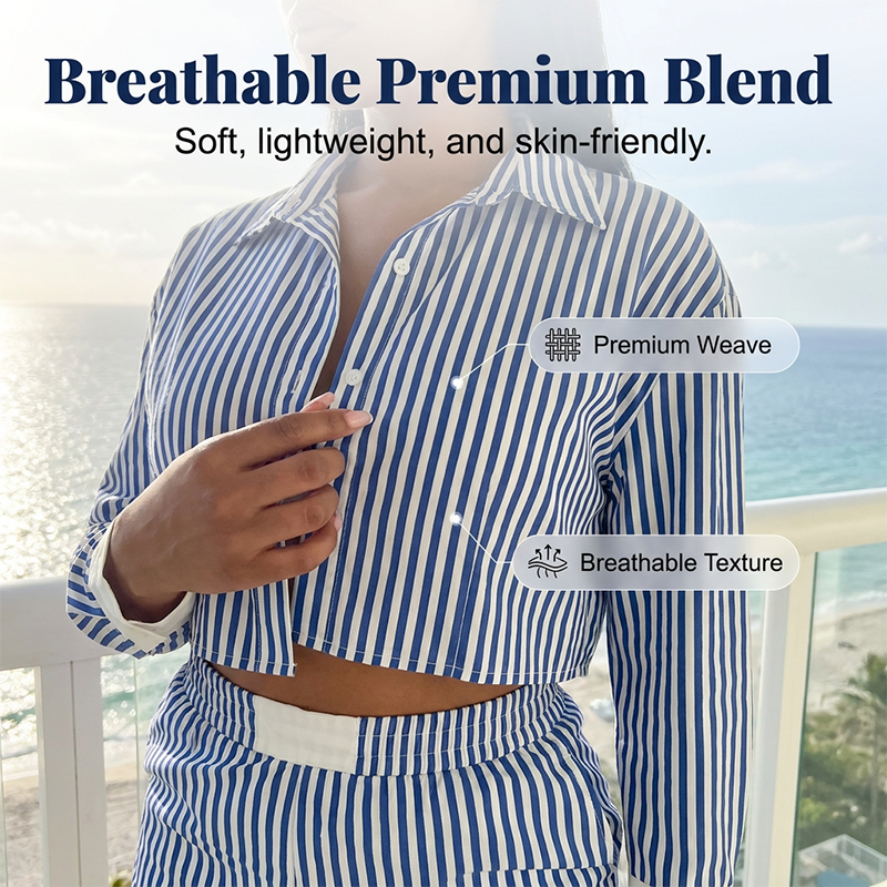 Women's Striped Shirt and Shorts Set