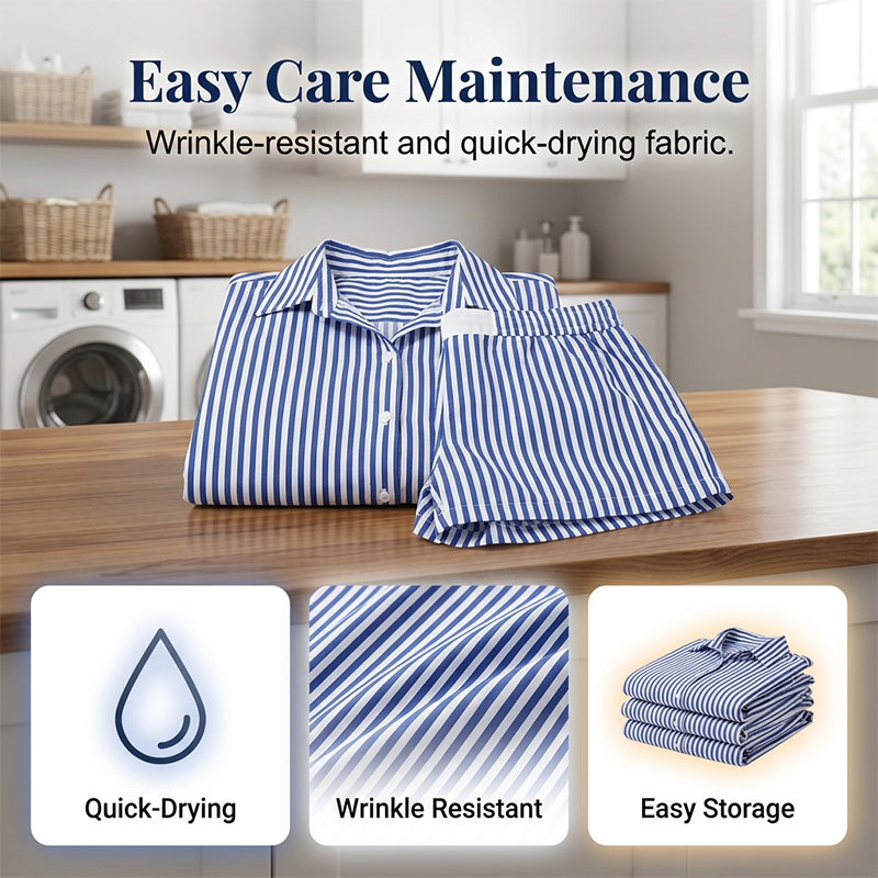 Women's Striped Shirt and Shorts Set