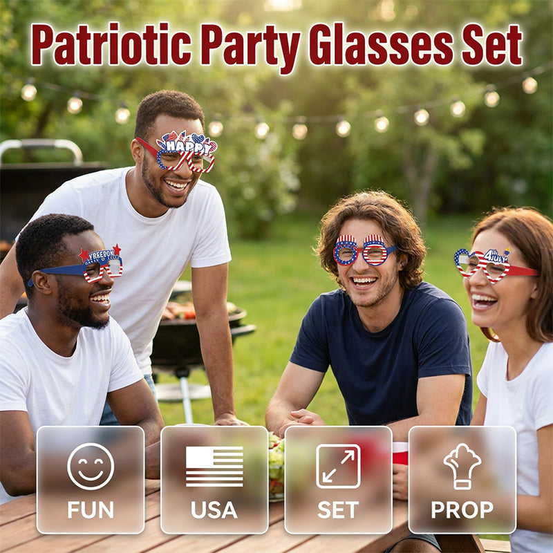 🔥Limited TimePromotion 50% OFF-Funny Flag Party Photo Prop Glasses 6-Piece Set