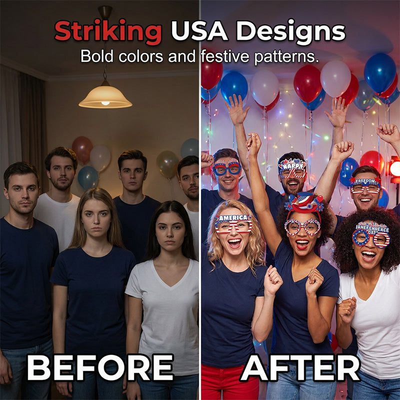 🔥Limited TimePromotion 50% OFF-Funny Flag Party Photo Prop Glasses 6-Piece Set