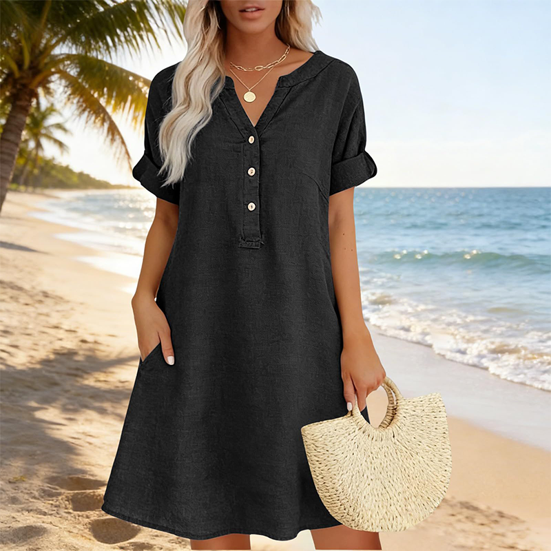 🏖️HOT DEAL 50% OFF! 👗 Women’s V-Neck Pocket Dress – Breezy, Stylish & Summer-Ready ☀️✨