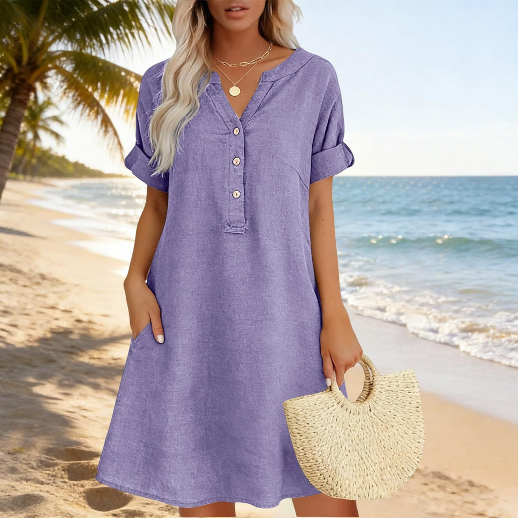 🏖️HOT DEAL 50% OFF! 👗 Women’s V-Neck Pocket Dress – Breezy, Stylish & Summer-Ready ☀️✨