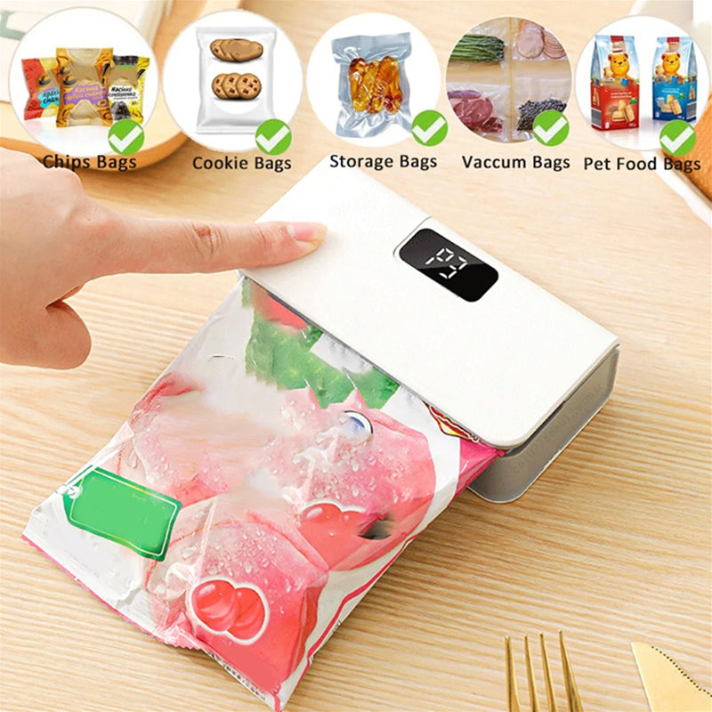 Rechargeable magnetic bag sealer with cutter