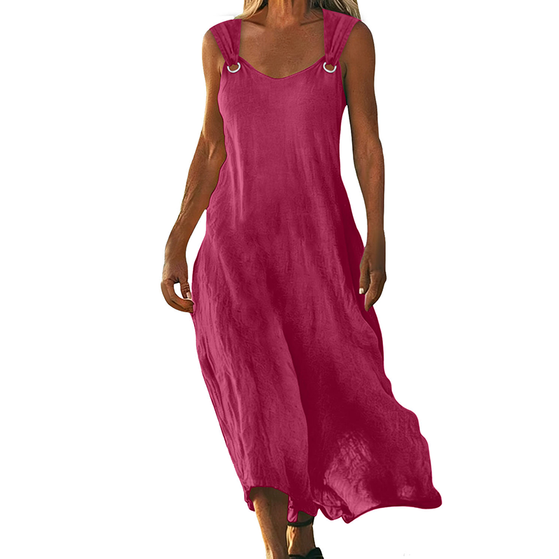 👗✨ Sleeveless V-neck dress with metal rings