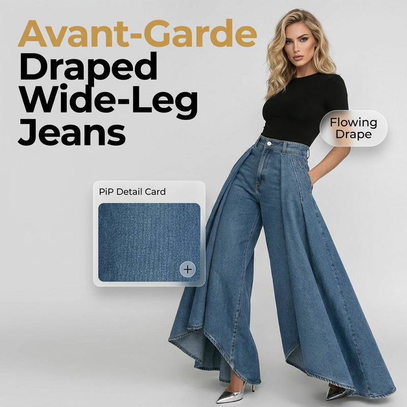 👖✨ Avant-garde high-waisted wide-leg jeans