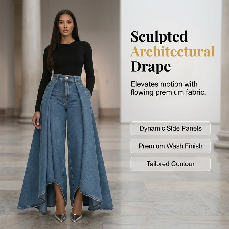 👖✨ Avant-garde high-waisted wide-leg jeans