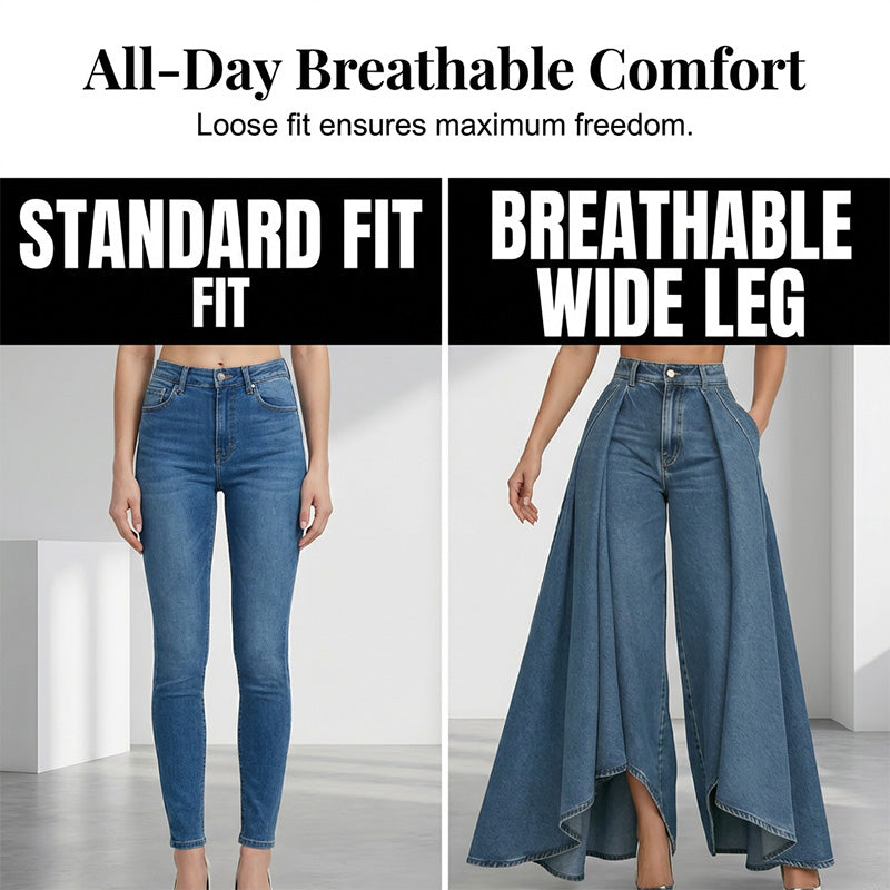 👖✨ Avant-garde high-waisted wide-leg jeans