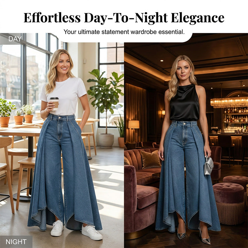 👖✨ Avant-garde high-waisted wide-leg jeans