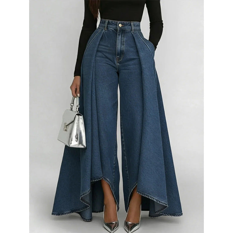 👖✨ Avant-garde high-waisted wide-leg jeans