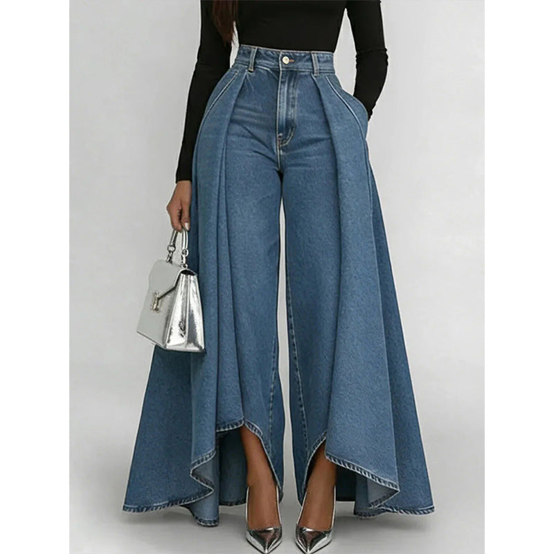 👖✨ Avant-garde high-waisted wide-leg jeans