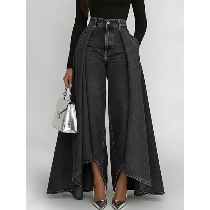 👖✨ Avant-garde high-waisted wide-leg jeans