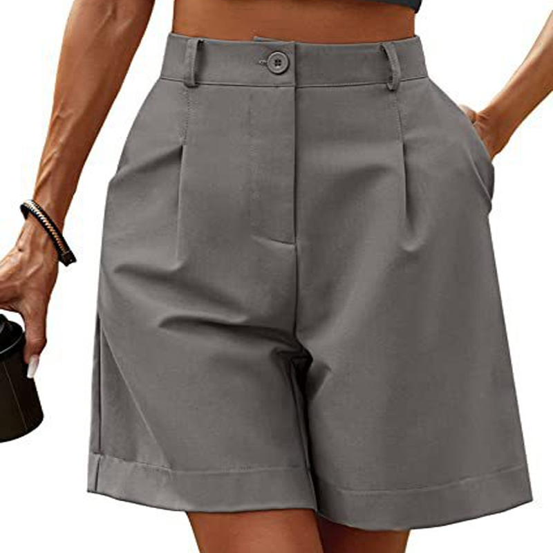 Women's High-Waist Pleated Shorts