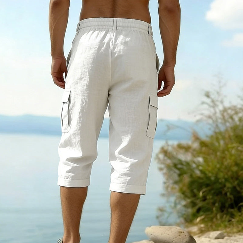 🔥New arrivals now on sale-Men's Linen Blend Cargo Capri Pants