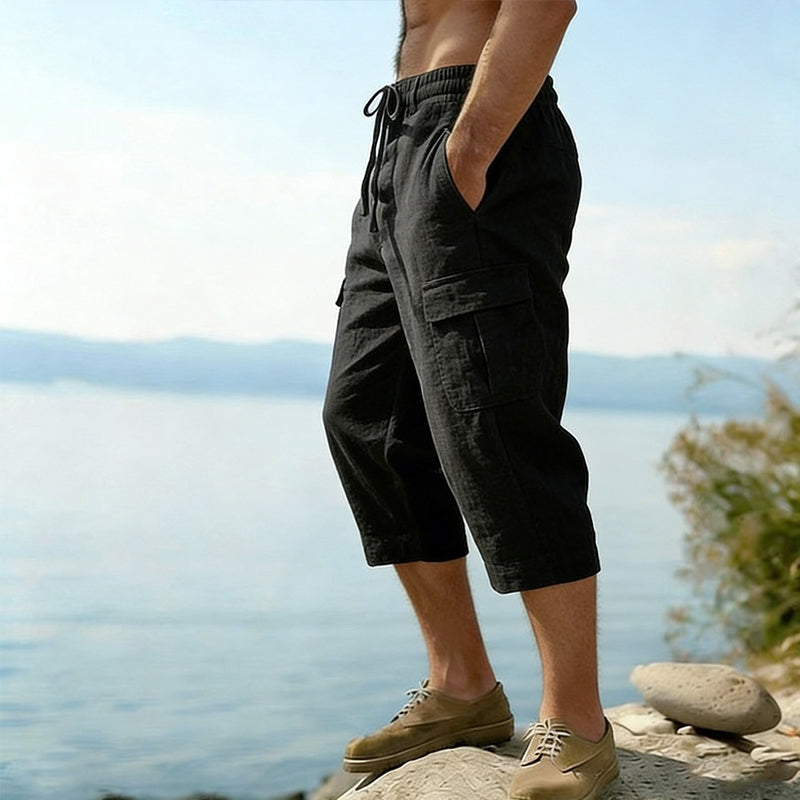 🔥New arrivals now on sale-Men's Linen Blend Cargo Capri Pants