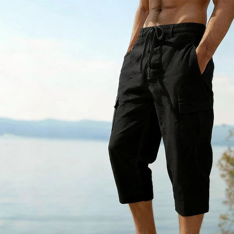 🔥New arrivals now on sale-Men's Linen Blend Cargo Capri Pants