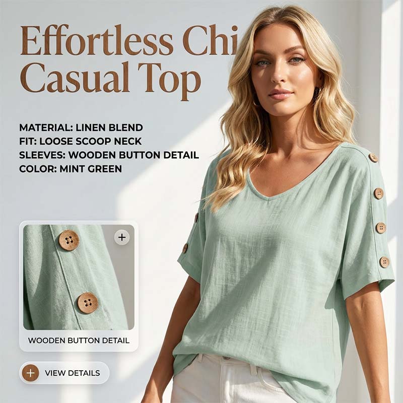 👕🌿 Simple scoop-neck top in cotton and linen