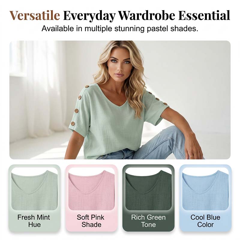 👕🌿 Simple scoop-neck top in cotton and linen