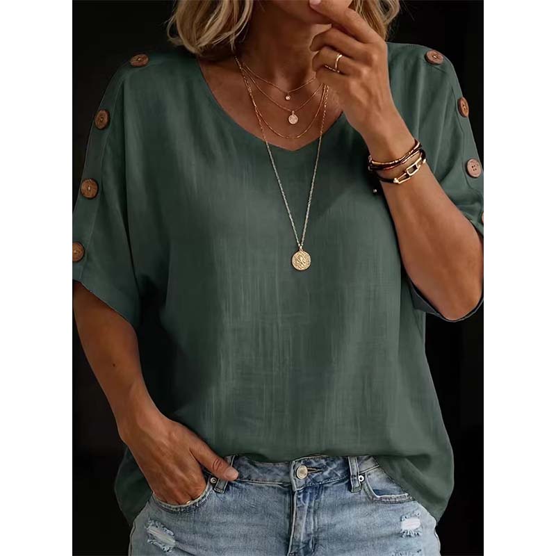 👕🌿 Simple scoop-neck top in cotton and linen