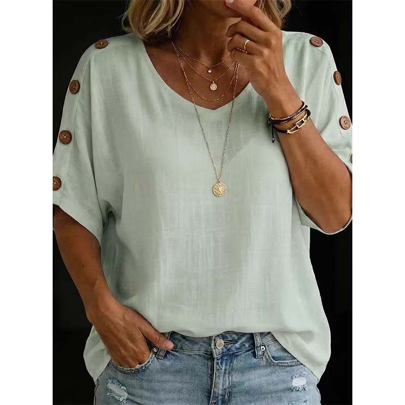 👕🌿 Simple scoop-neck top in cotton and linen