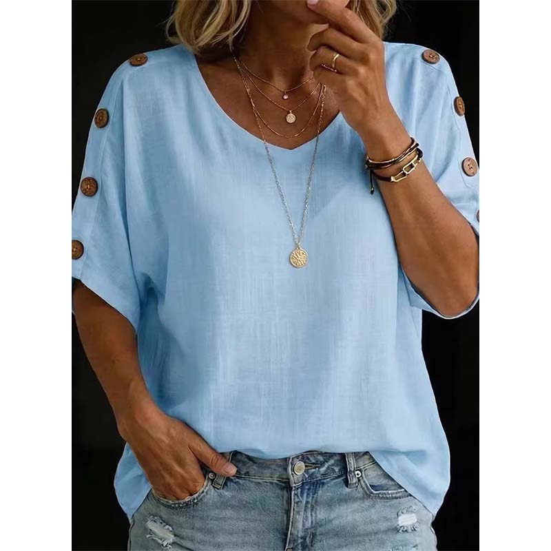👕🌿 Simple scoop-neck top in cotton and linen