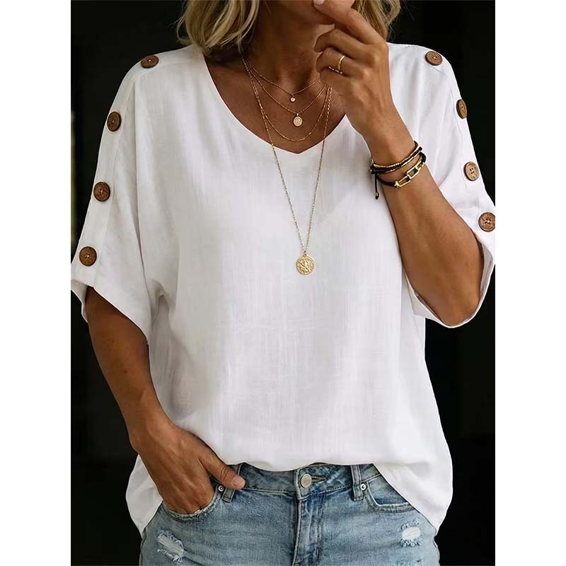 👕🌿 Simple scoop-neck top in cotton and linen