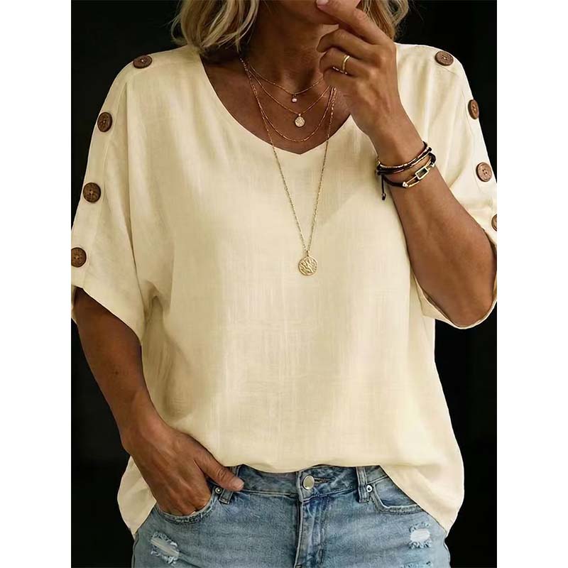 👕🌿 Simple scoop-neck top in cotton and linen