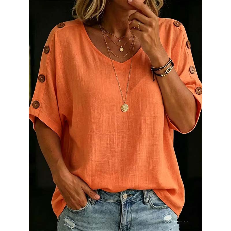 👕🌿 Simple scoop-neck top in cotton and linen