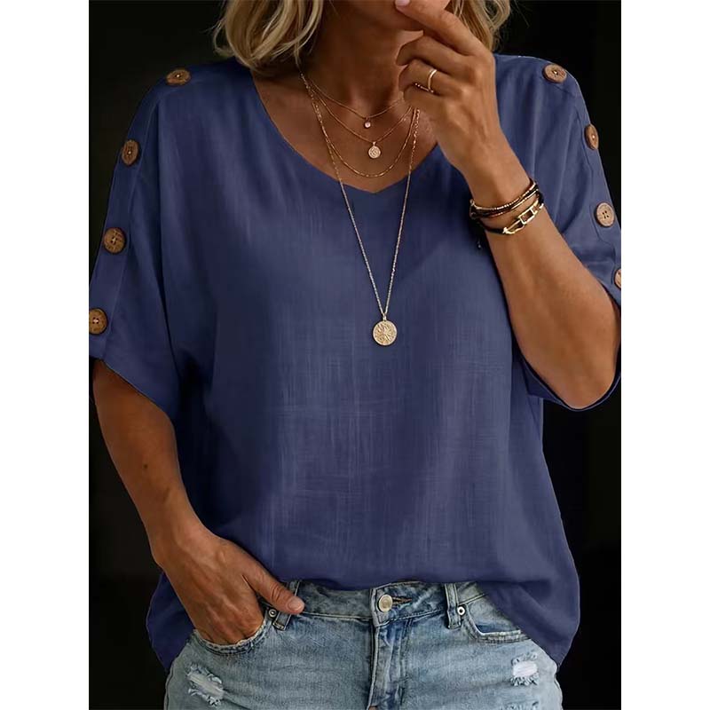 👕🌿 Simple scoop-neck top in cotton and linen