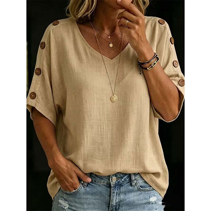 👕🌿 Simple scoop-neck top in cotton and linen