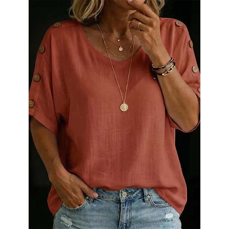 👕🌿 Simple scoop-neck top in cotton and linen